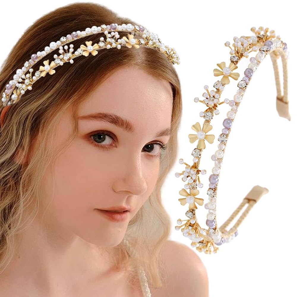 ヘアアクセサリー Herlipto Princess Gold Crystal Headband Amazon.com : Campsis Leaf Flower Girls Headpiece Gold